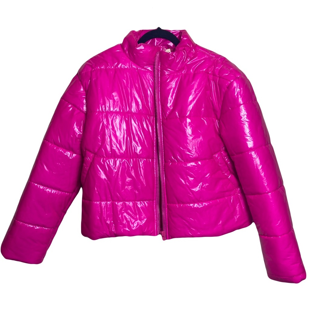 Hot & Delicious Shiny Hot Pink Puffer Jacket